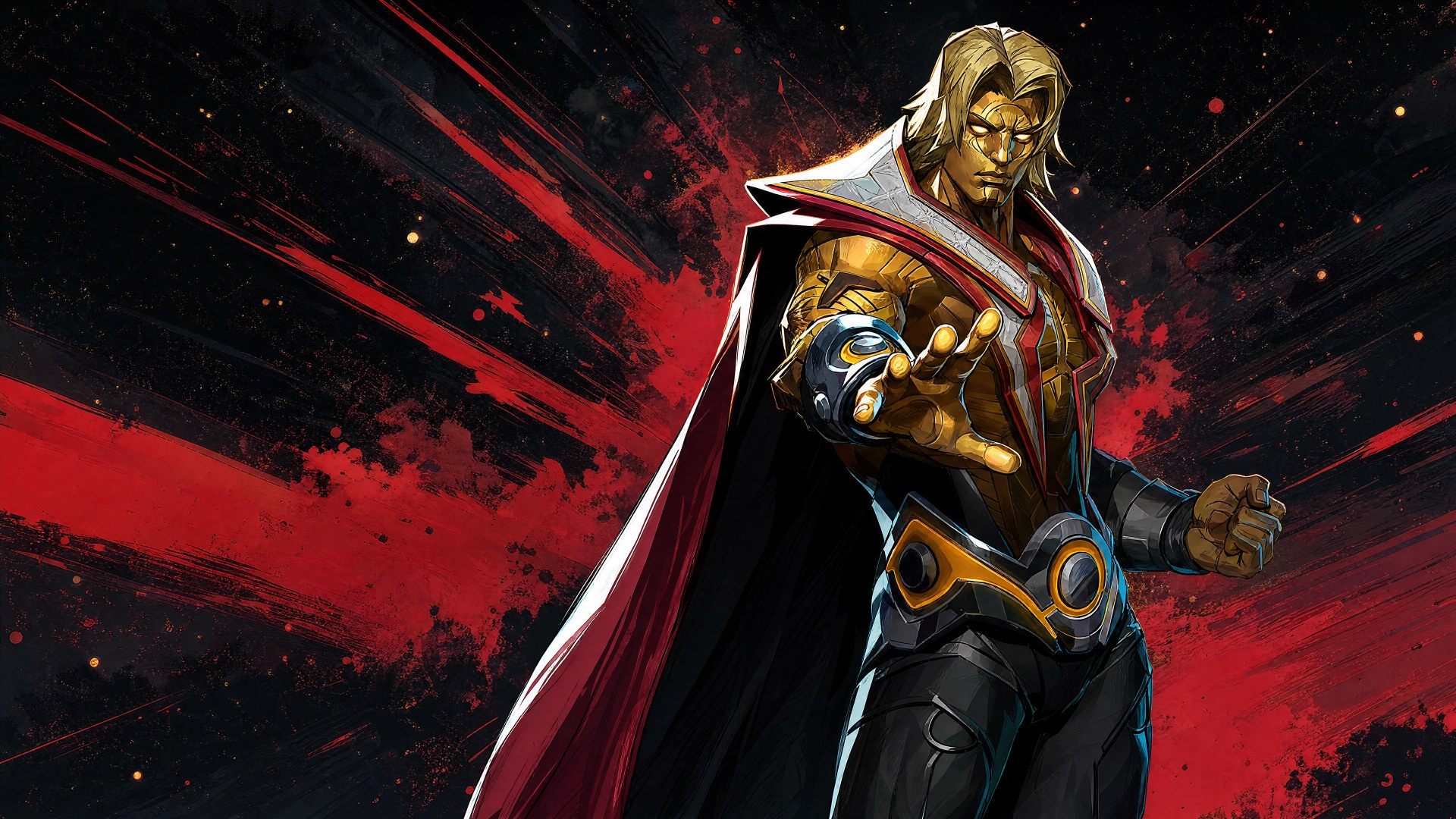 Adam Warlock in modern red and black comic art