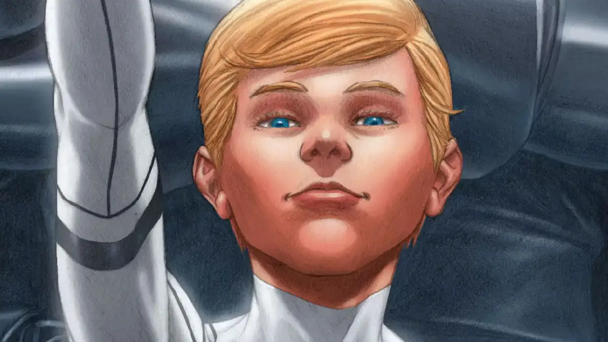 Franklin Richards, blond son of Reed and Sue Richards, comic art