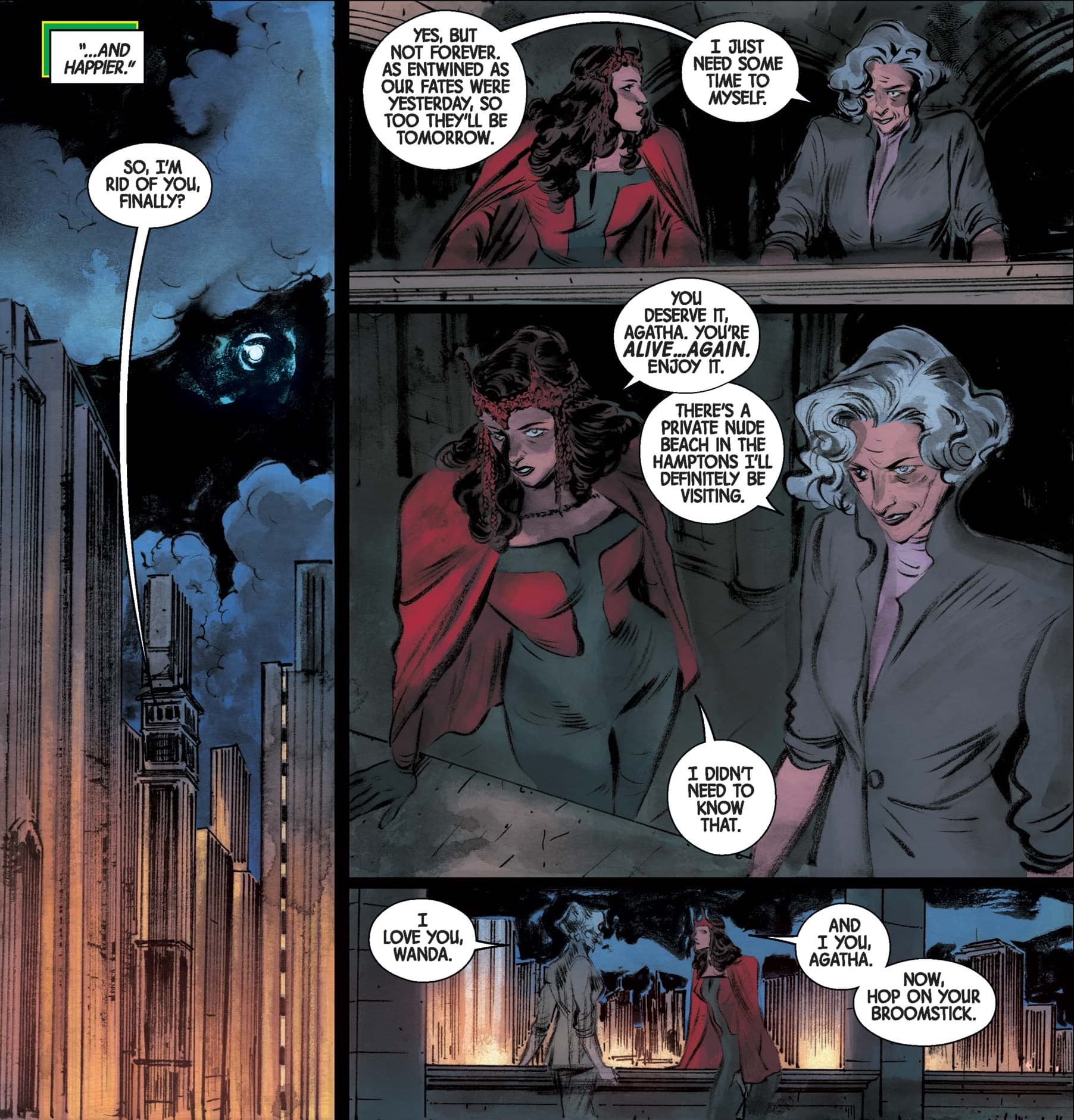 Agatha Harkness with Wanda Maximoff comic page