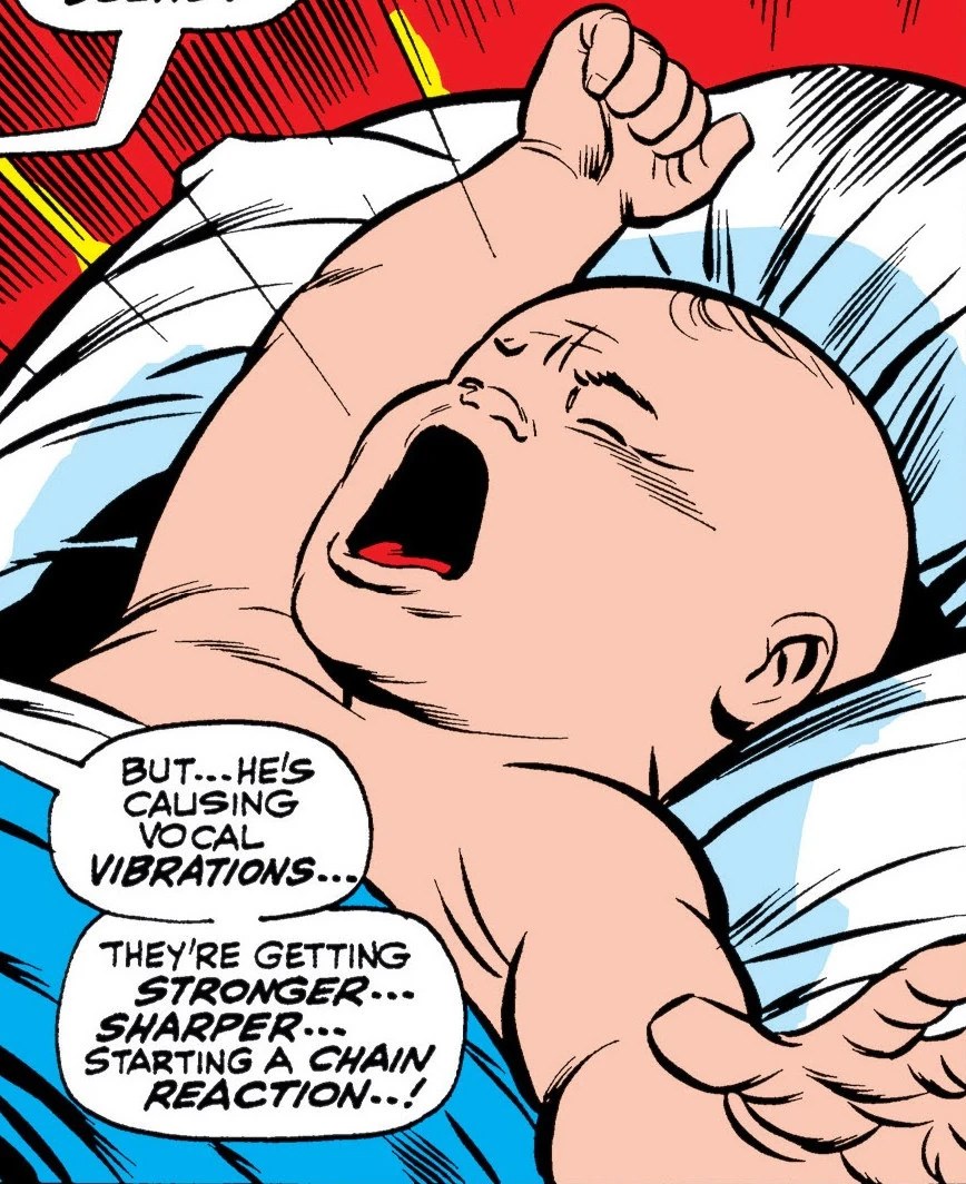 Infant Black Bolt crying in Thor 1968 origin art