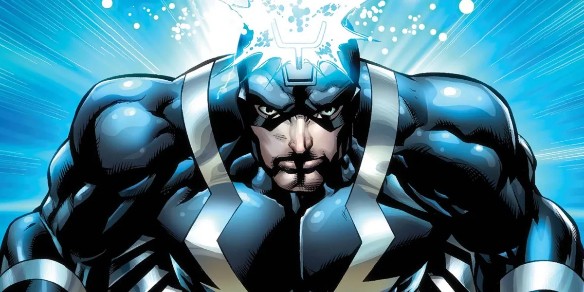 Black Bolt close-up with tuning fork antenna on forehead