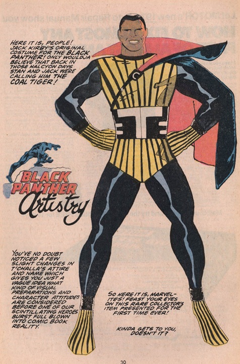 Jack Kirby original Coal Tiger costume artwork for Black Panther