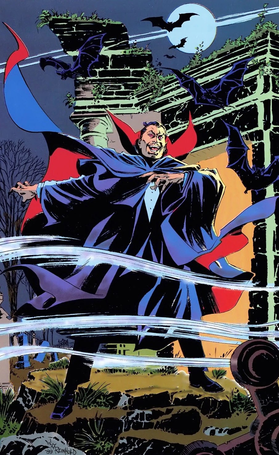 Dracula lord of vampires comic art with bats
