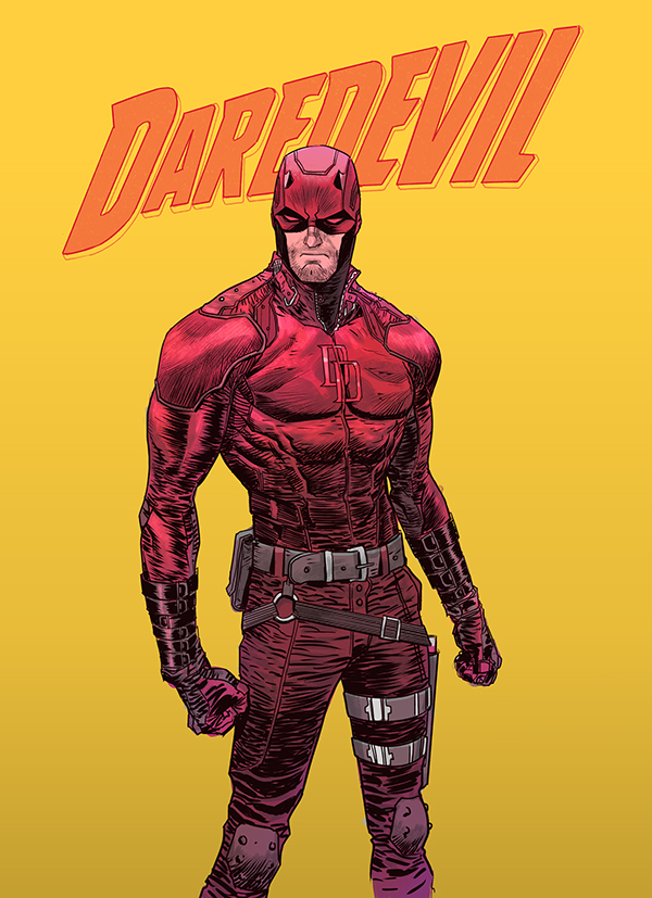 Daredevil in action, comic art