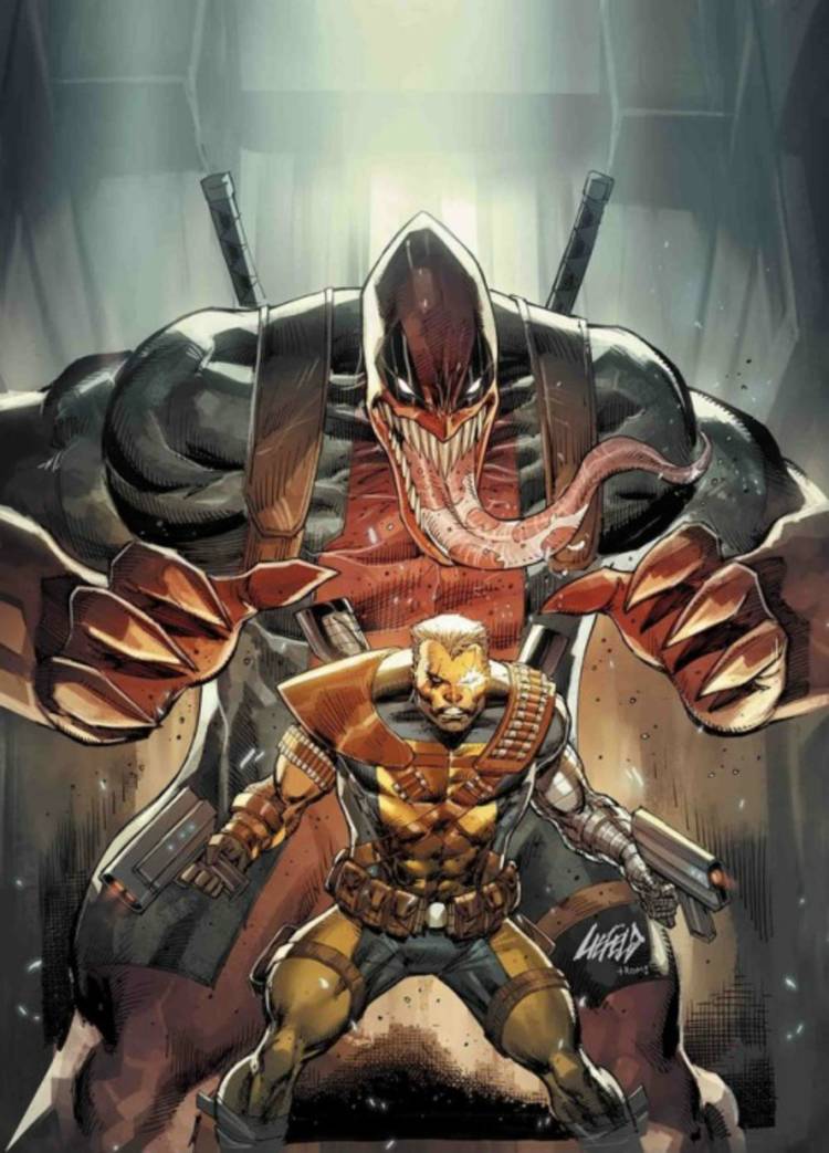 Comic art of Cable and Deadpool together, the duo of the Cable and Deadpool series