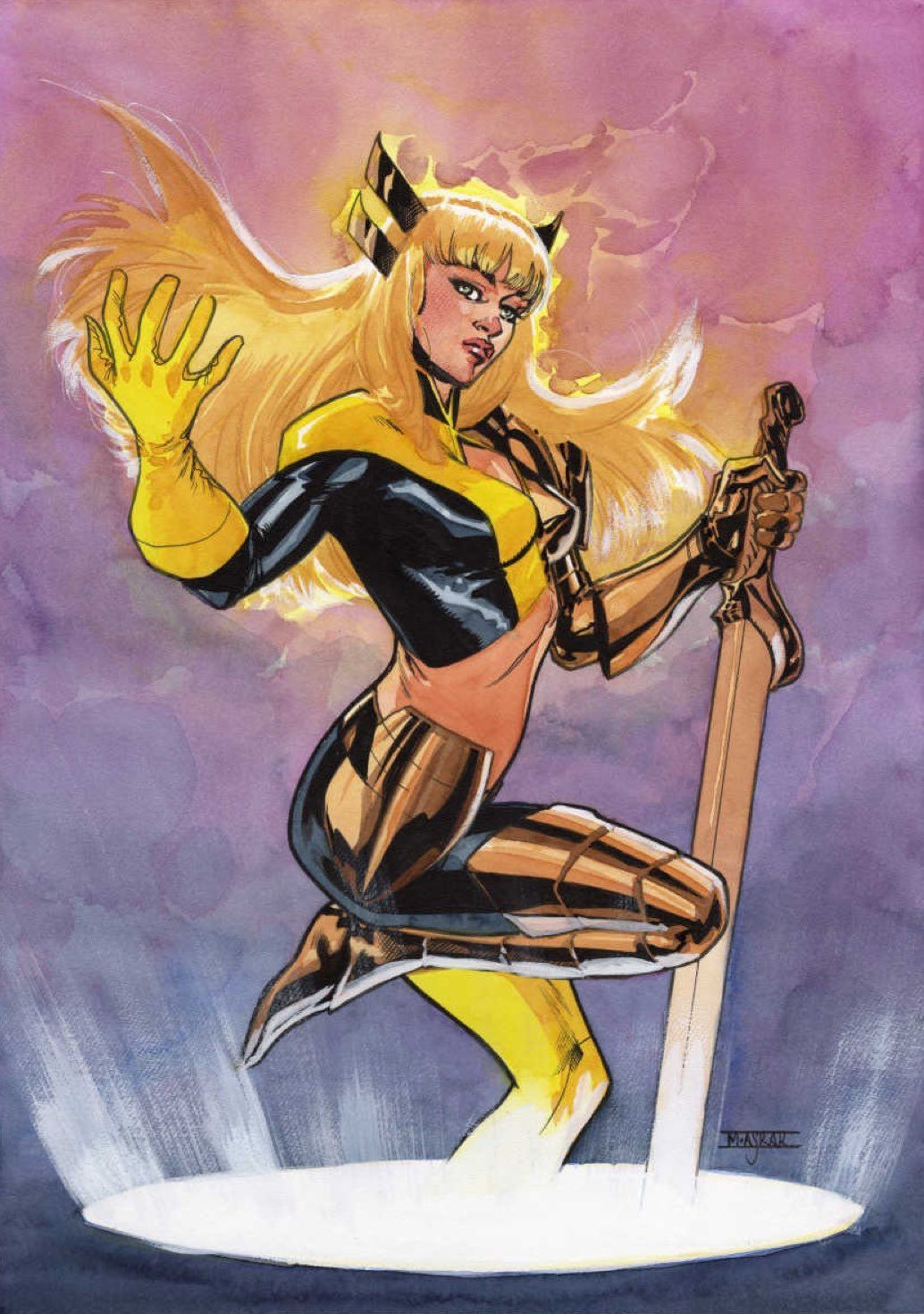 Magik with her Soulsword, comic art