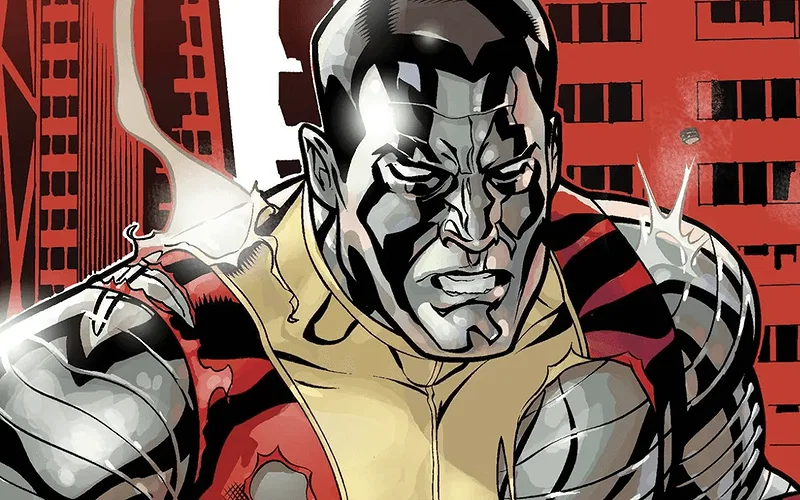 Colossus in organic steel form comic art