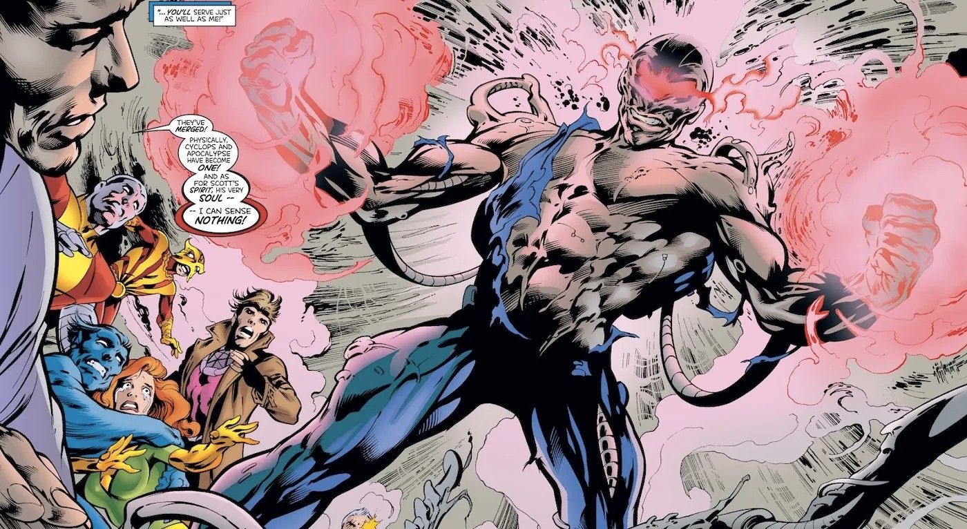 Comic art of Cyclops merged with Apocalypse