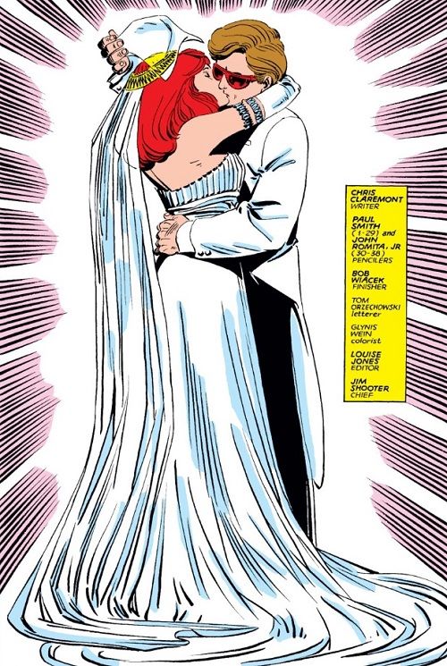 Cyclops and Madelyne Pryor at their wedding, Uncanny X-Men #175