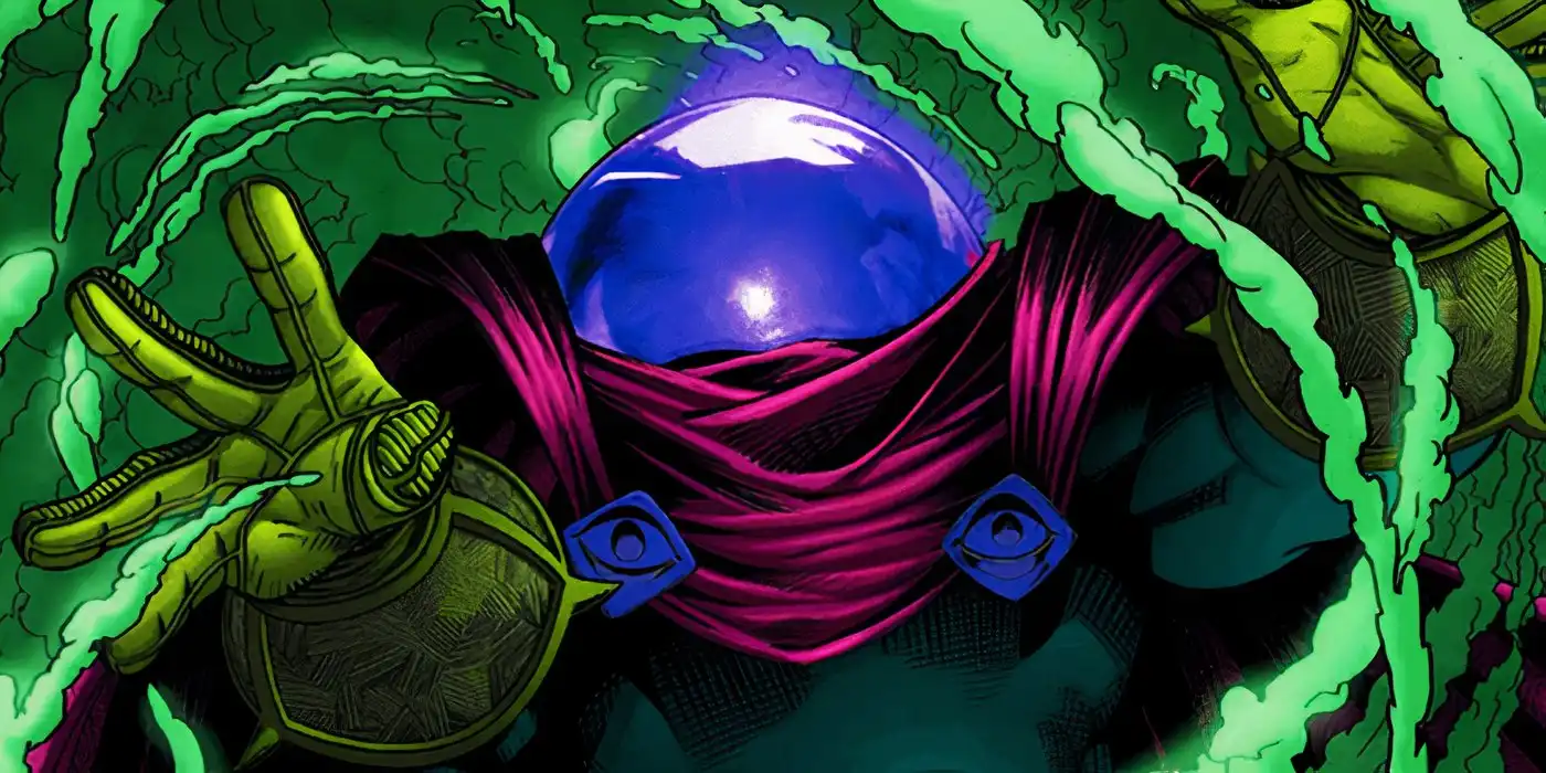 Mysterio in fishbowl helmet comic art
