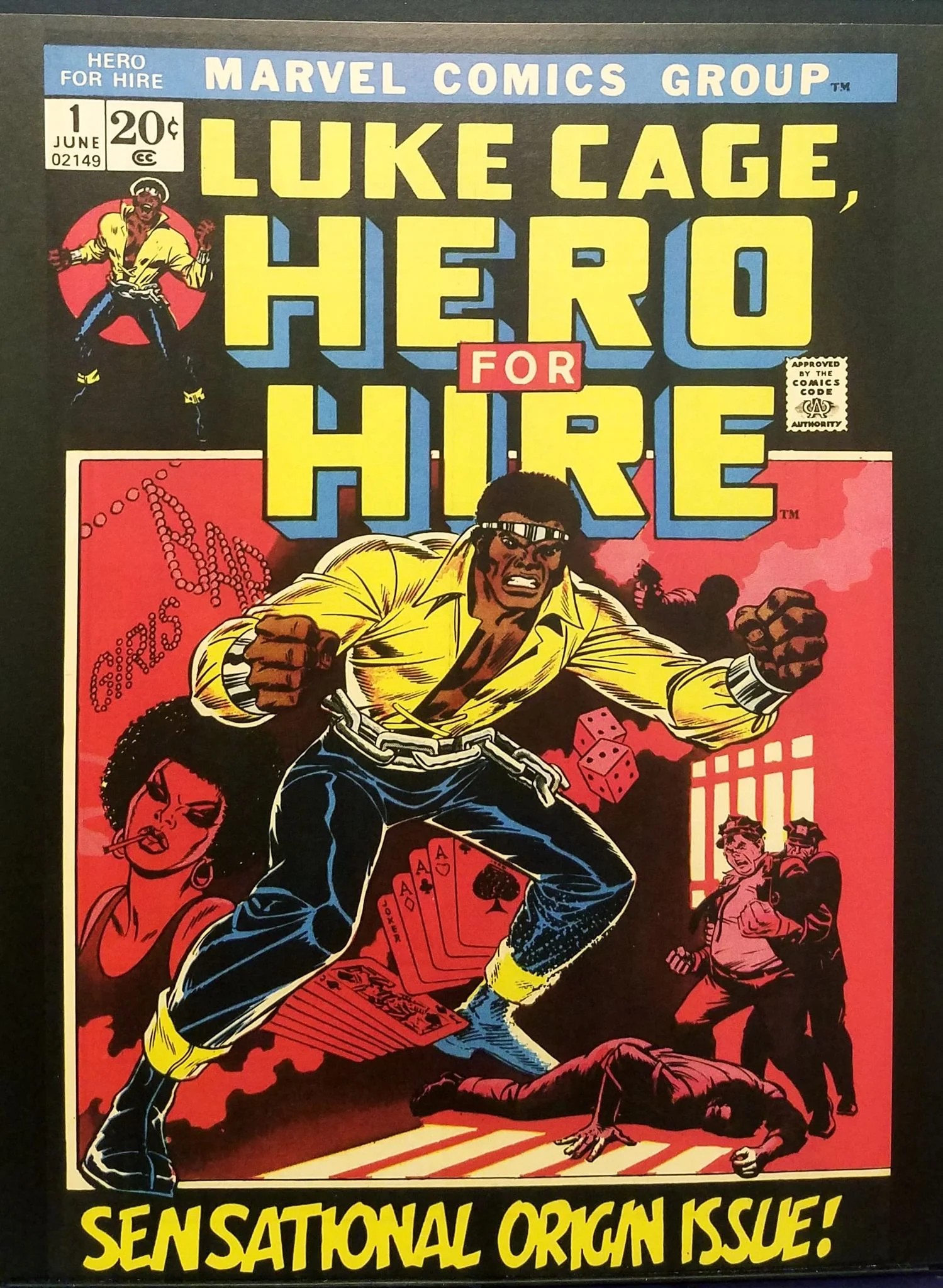 Luke Cage, Hero for Hire, in his classic 1970s costume
