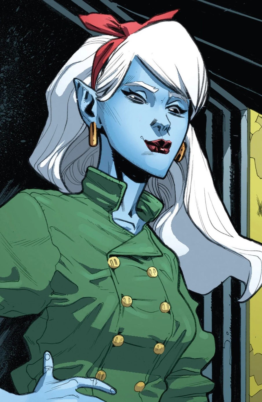Copycat Vanessa Carlysle in her natural blue-skinned form comic art
