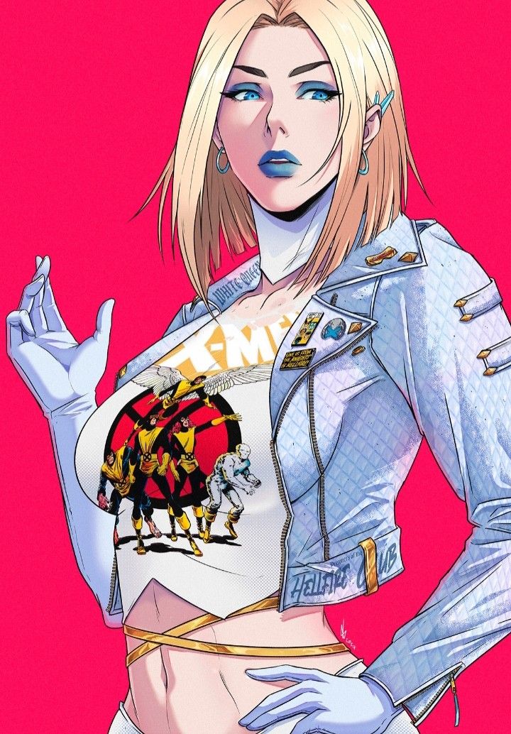 Emma Frost comic art in white