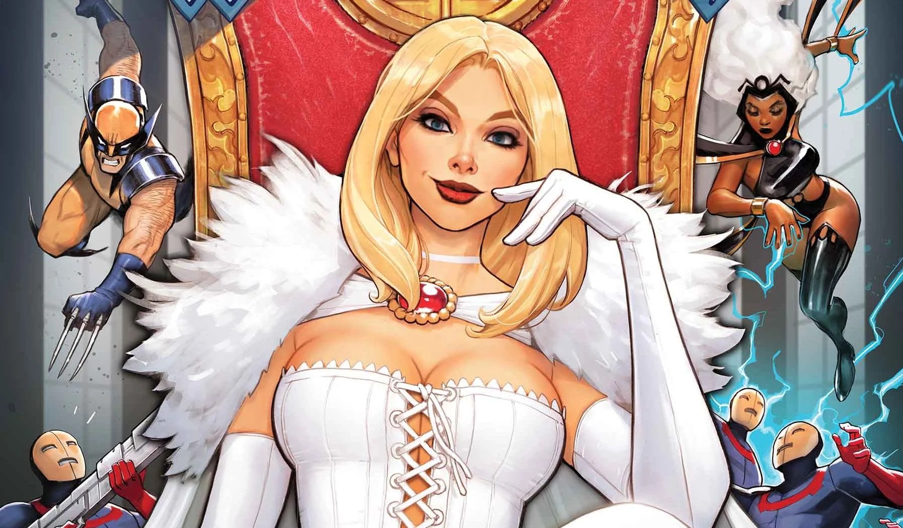 Emma Frost, the White Queen, on a Hellfire Club era cover