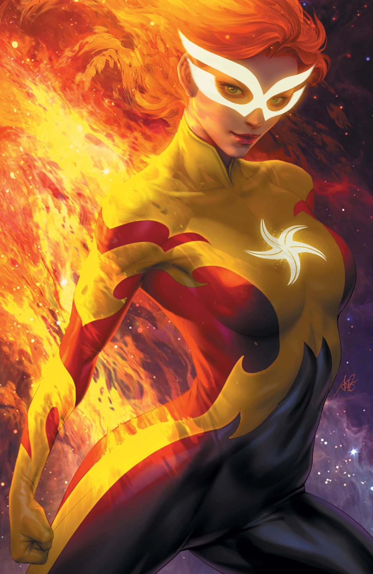 Firestar, Angelica Jones, wreathed in microwave flames
