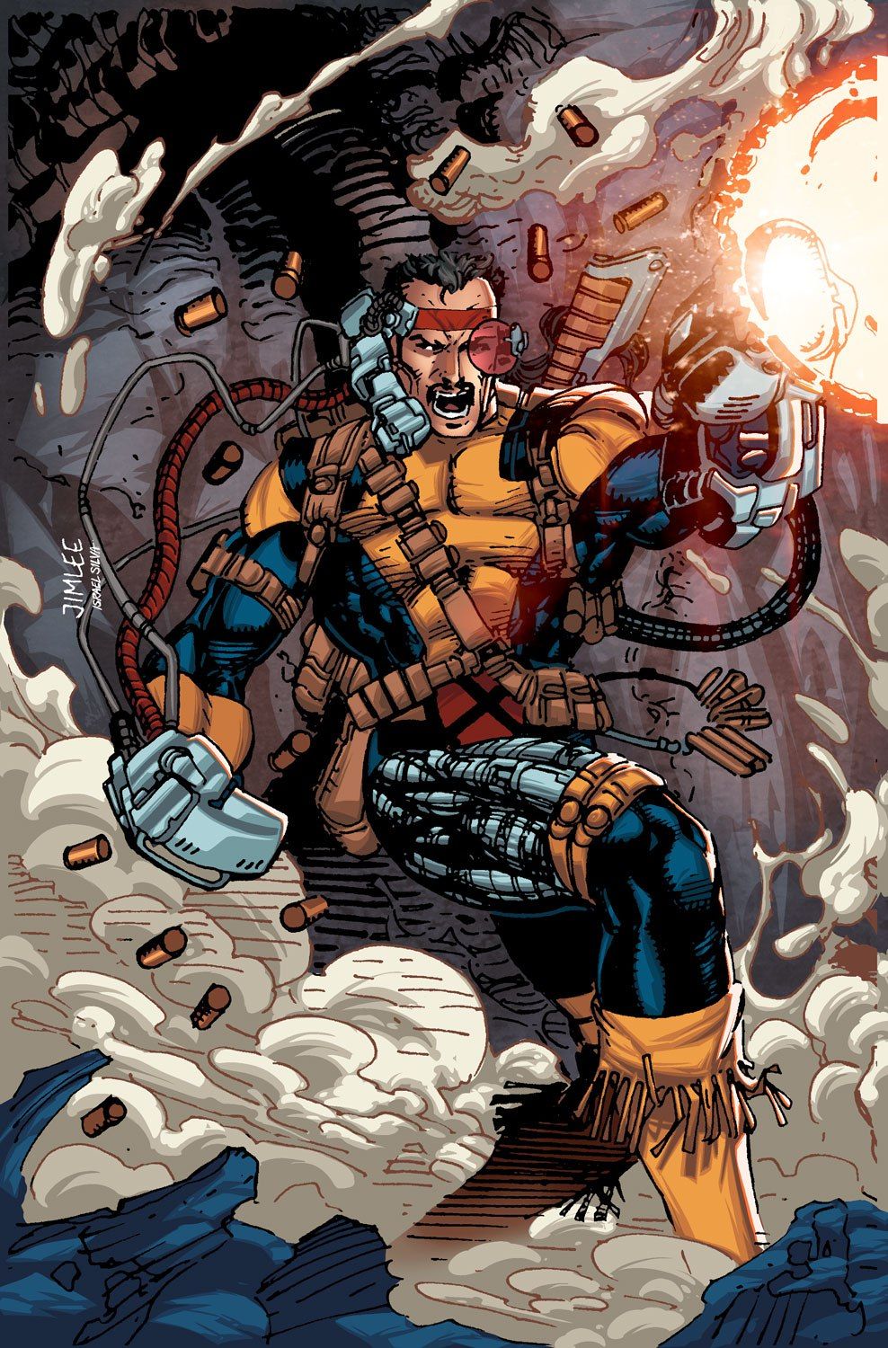Forge comic art with a futuristic weapon