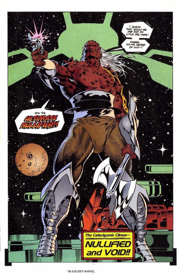 Morg holding the Ultimate Nullifier comic panel
