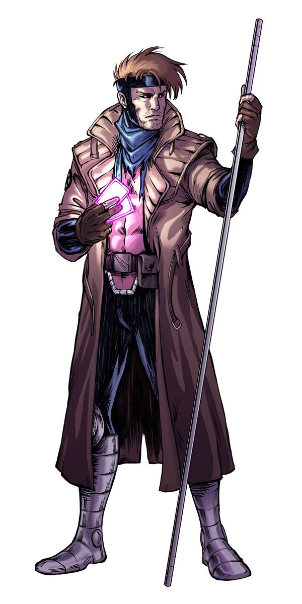 Gambit portrait with glowing cards comic art