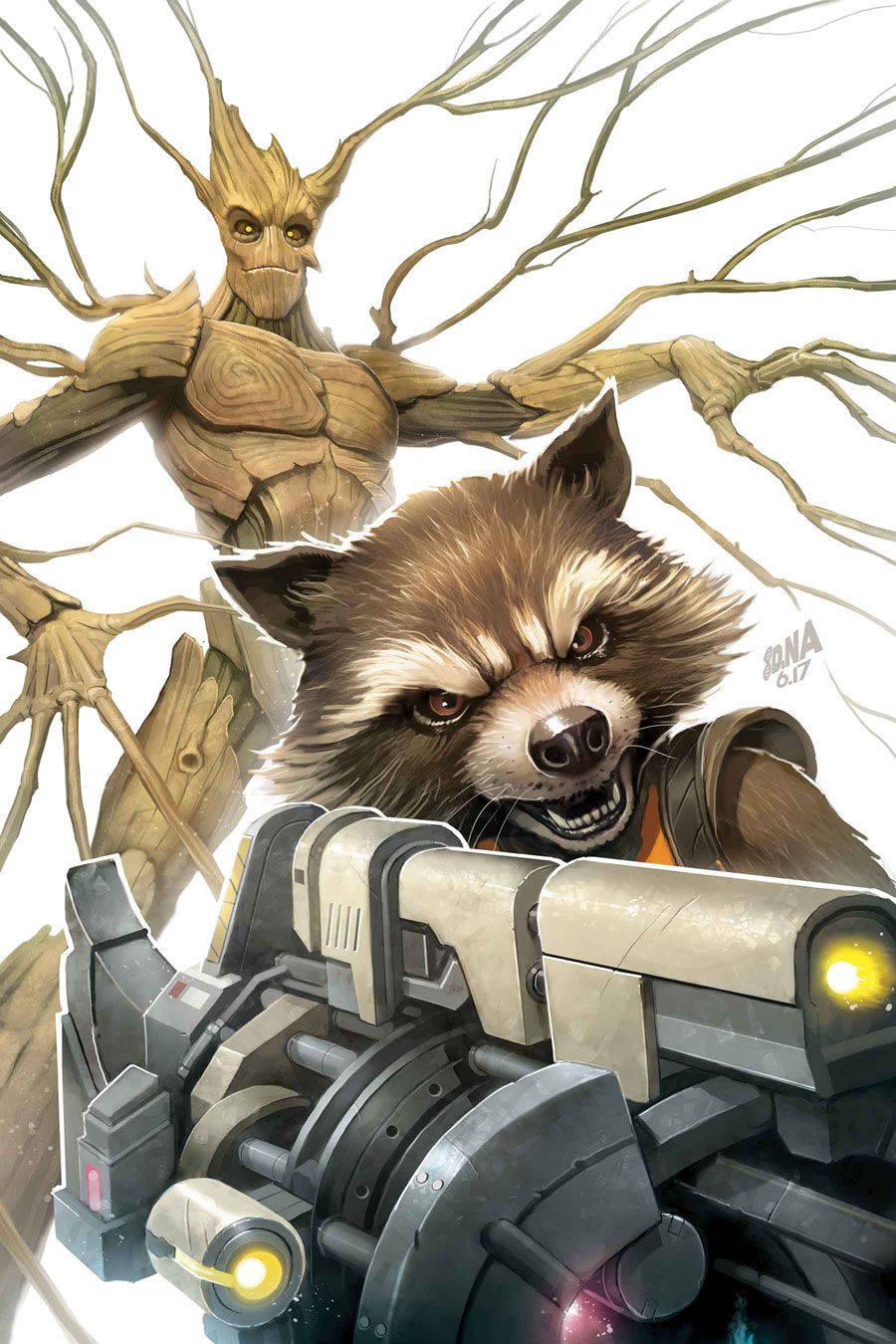 Groot and Rocket Raccoon comic art