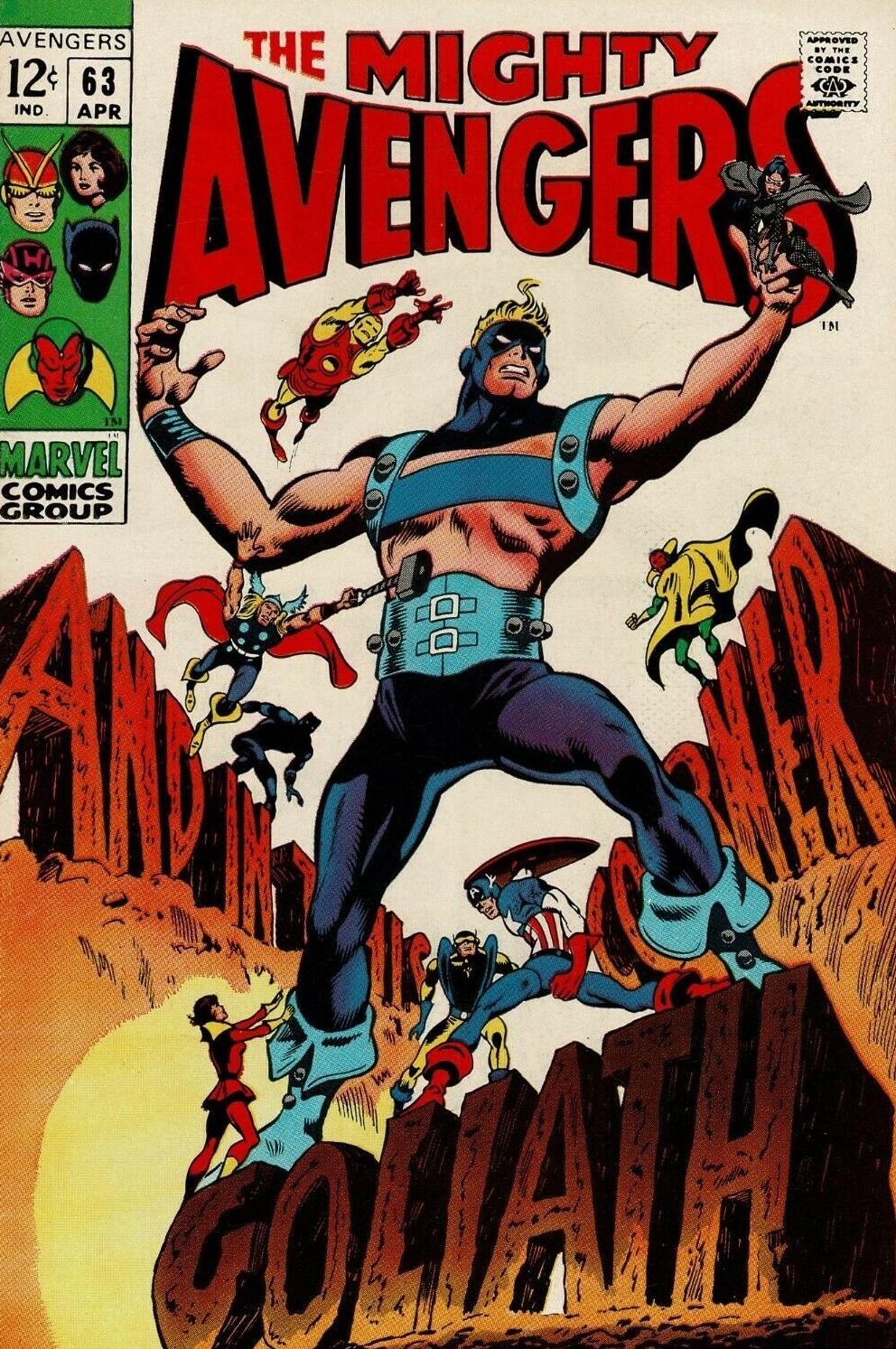 Avengers 63 cover showing Clint Barton as Goliath
