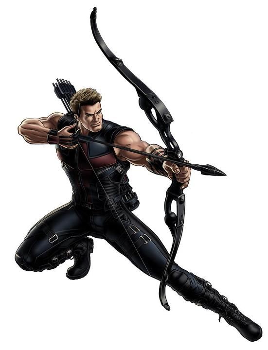 Hawkeye comic art with bow drawn