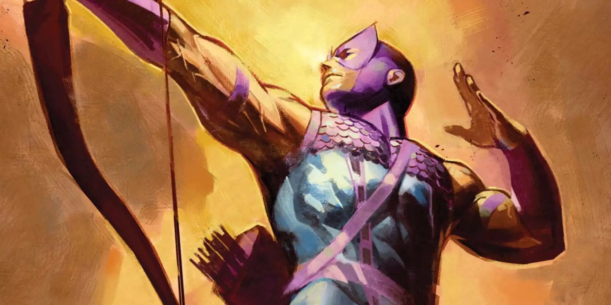 Hawkeye comic art drawing his bow