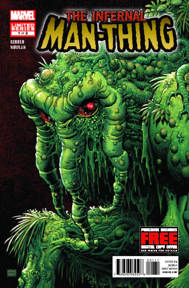 Man-Thing green swamp monster on a comic cover