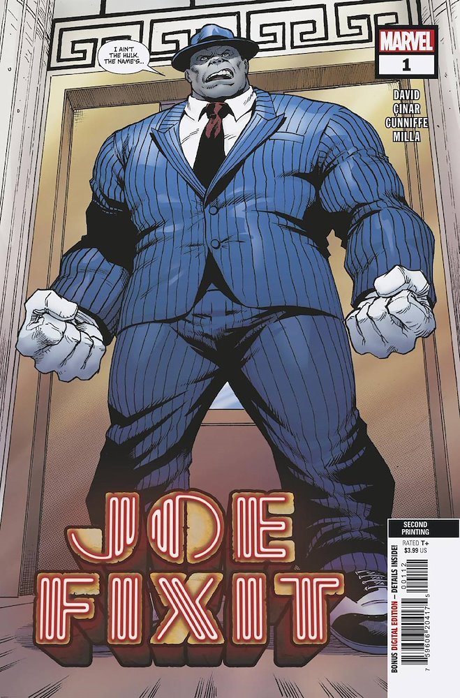 Grey Hulk Joe Fixit comic art in suit and hat