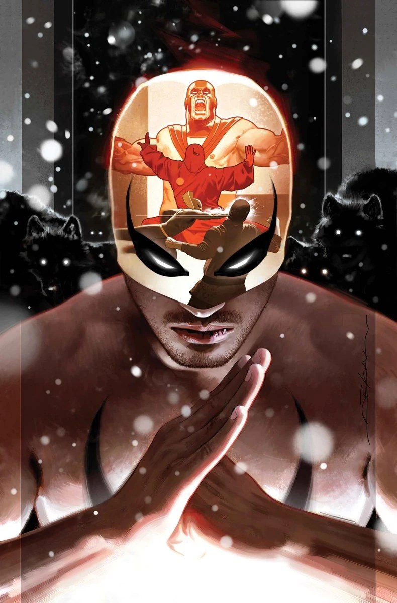 Iron Fist with chi glowing in his hands comic art