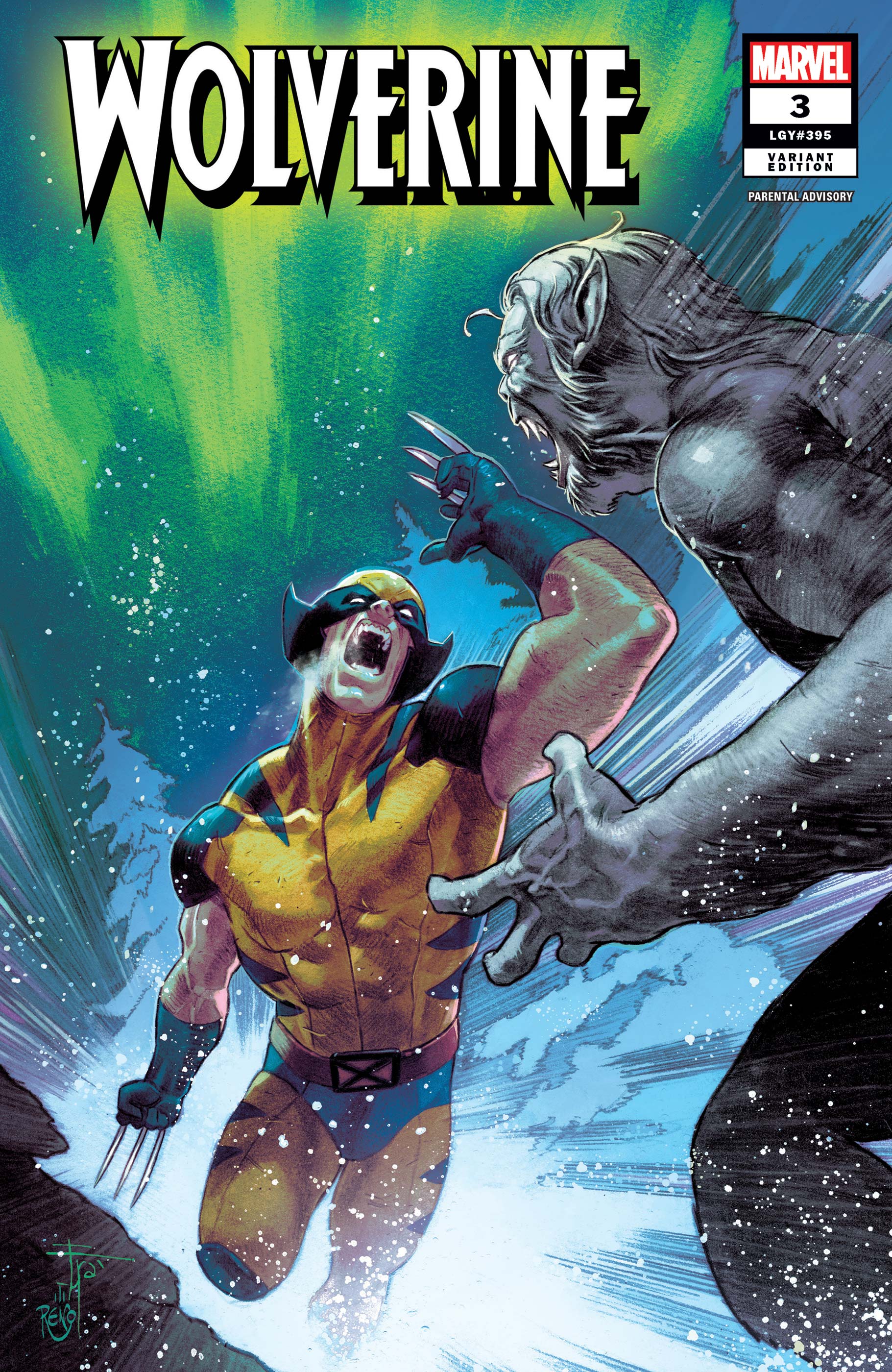 Wolverine comic cover fighting in the snow