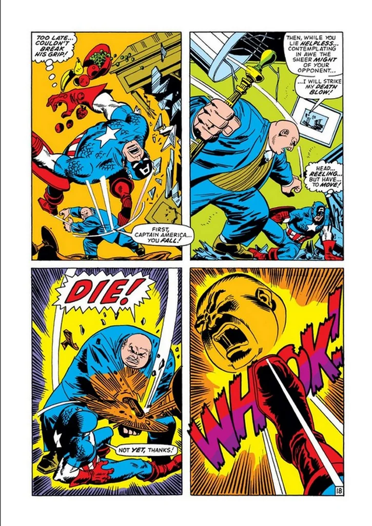 Comic panels of Kingpin battling Captain America
