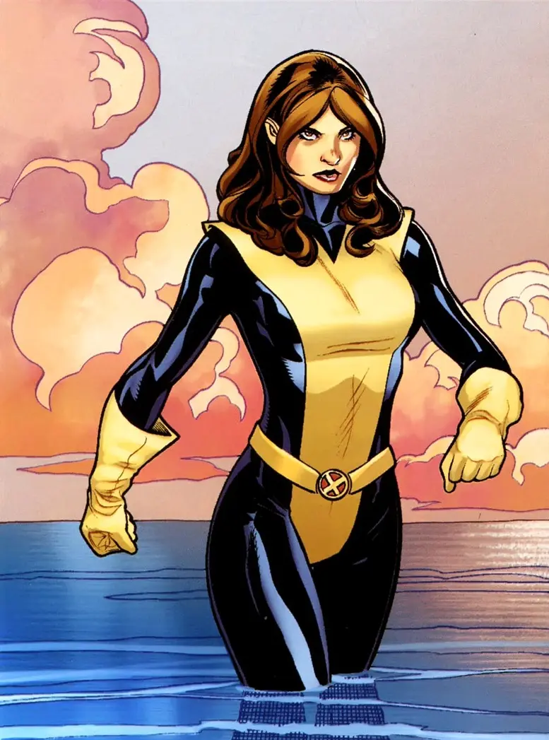 Kitty Pryde standing in water in her X-Men uniform