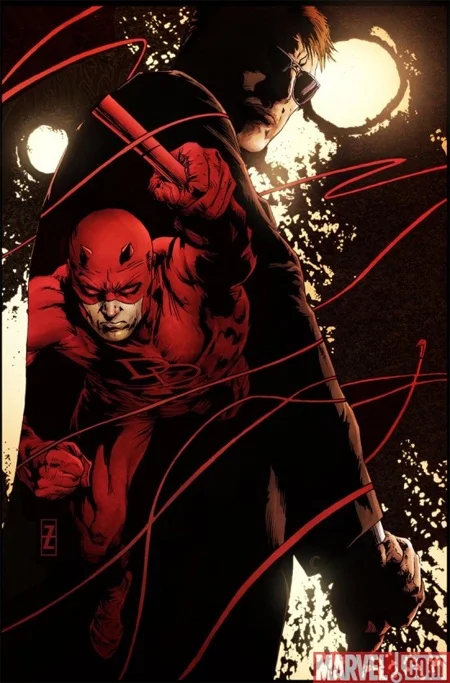 Daredevil in his red costume comic art