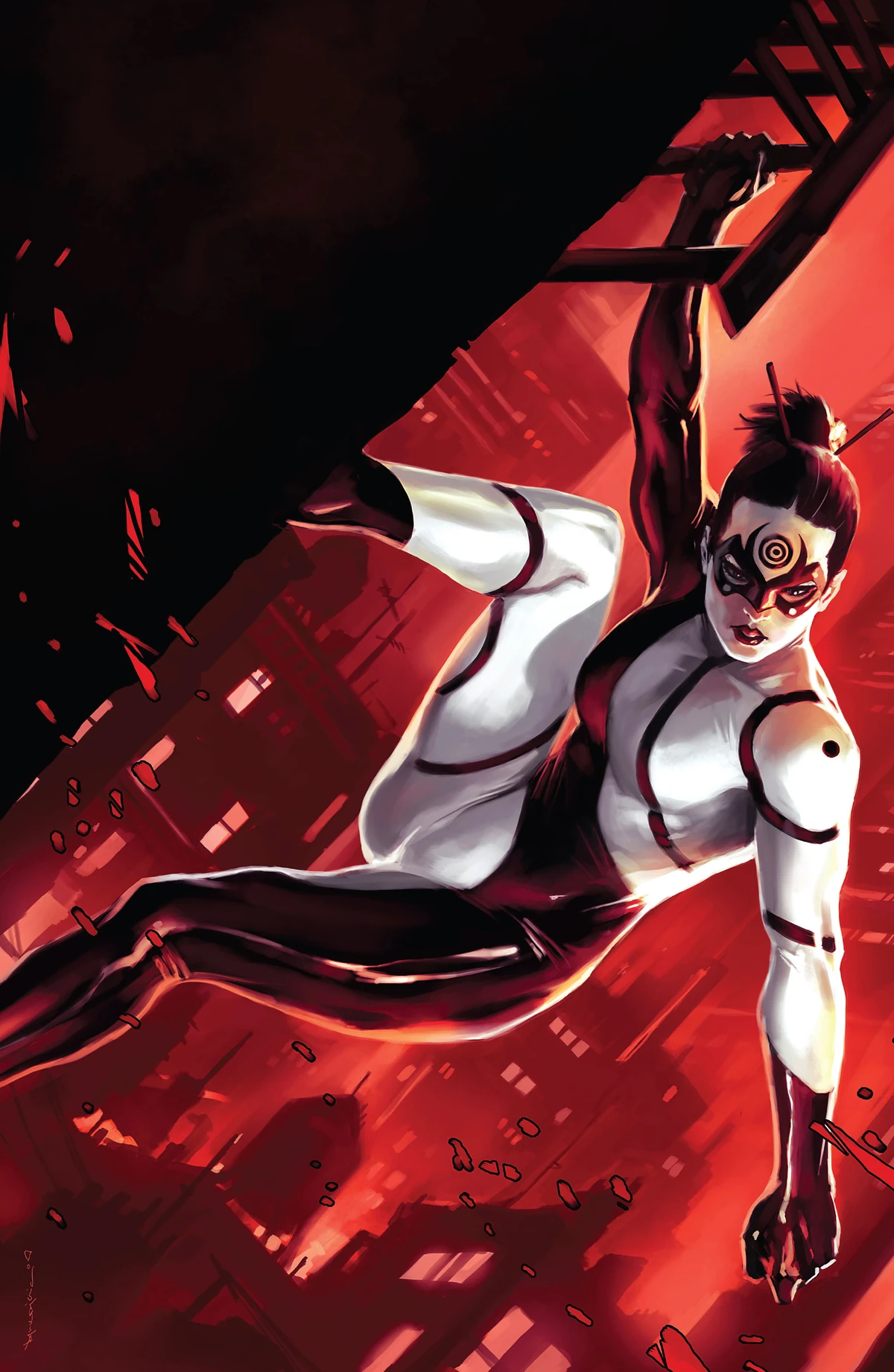 Lady Bullseye on the textless cover of Daredevil Vol. 2 #111