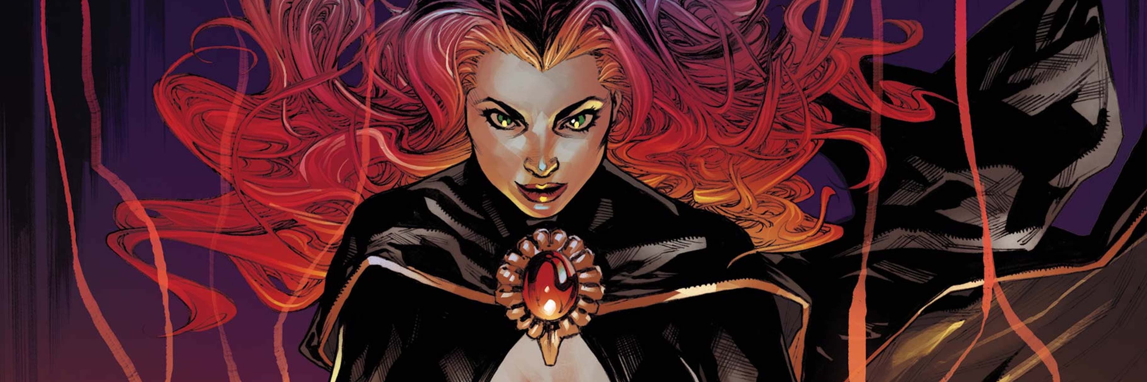 Madelyne Pryor with flowing red hair comic art