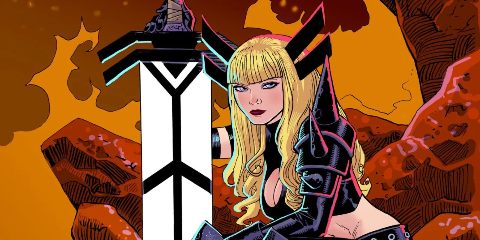 Magik holding her giant Soulsword comic art