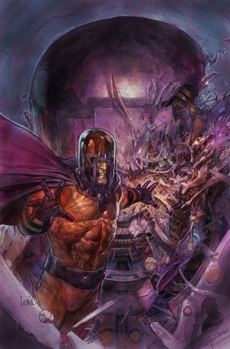 Magneto tearing machinery apart with his powers