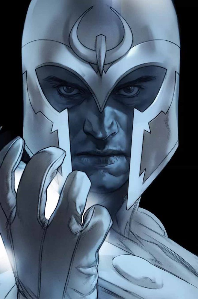 Magneto in his silver helmet comic cover art