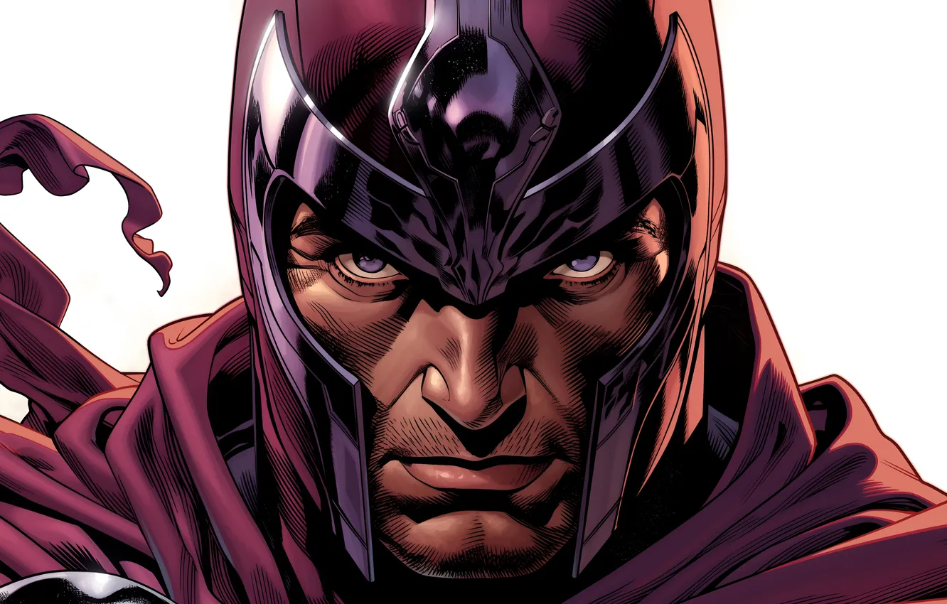 Magneto helmet close-up comic art