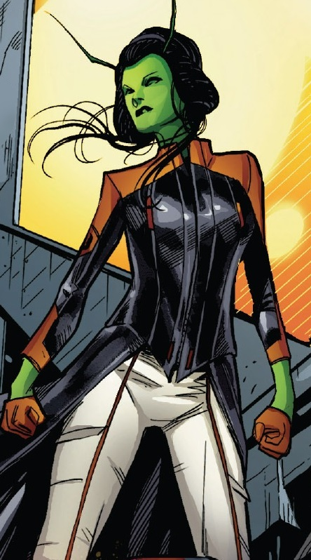 Green-skinned Mantis in her Guardians-era uniform