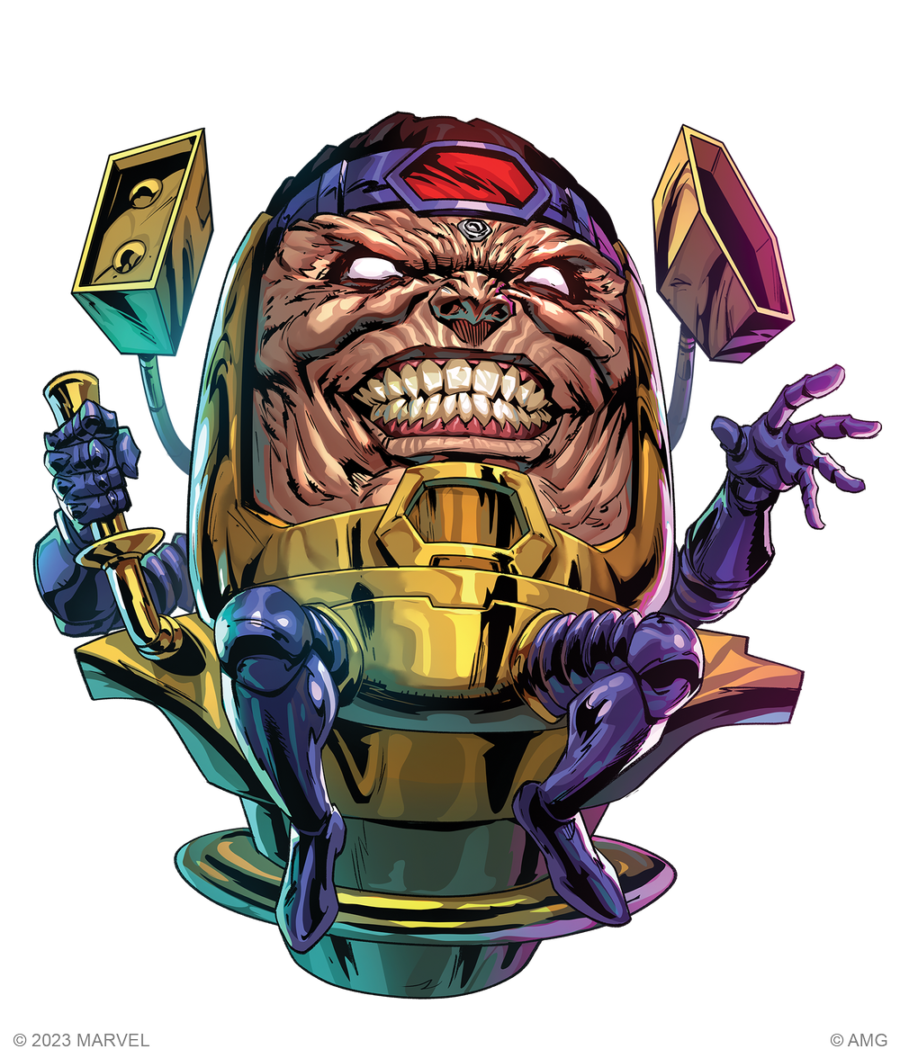 M.O.D.O.K. in his Doomsday Chair, grinning