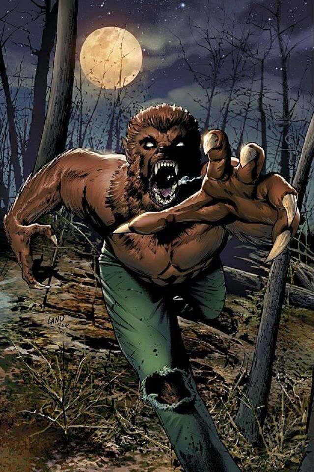 The Werewolf by Night lunging under a full moon