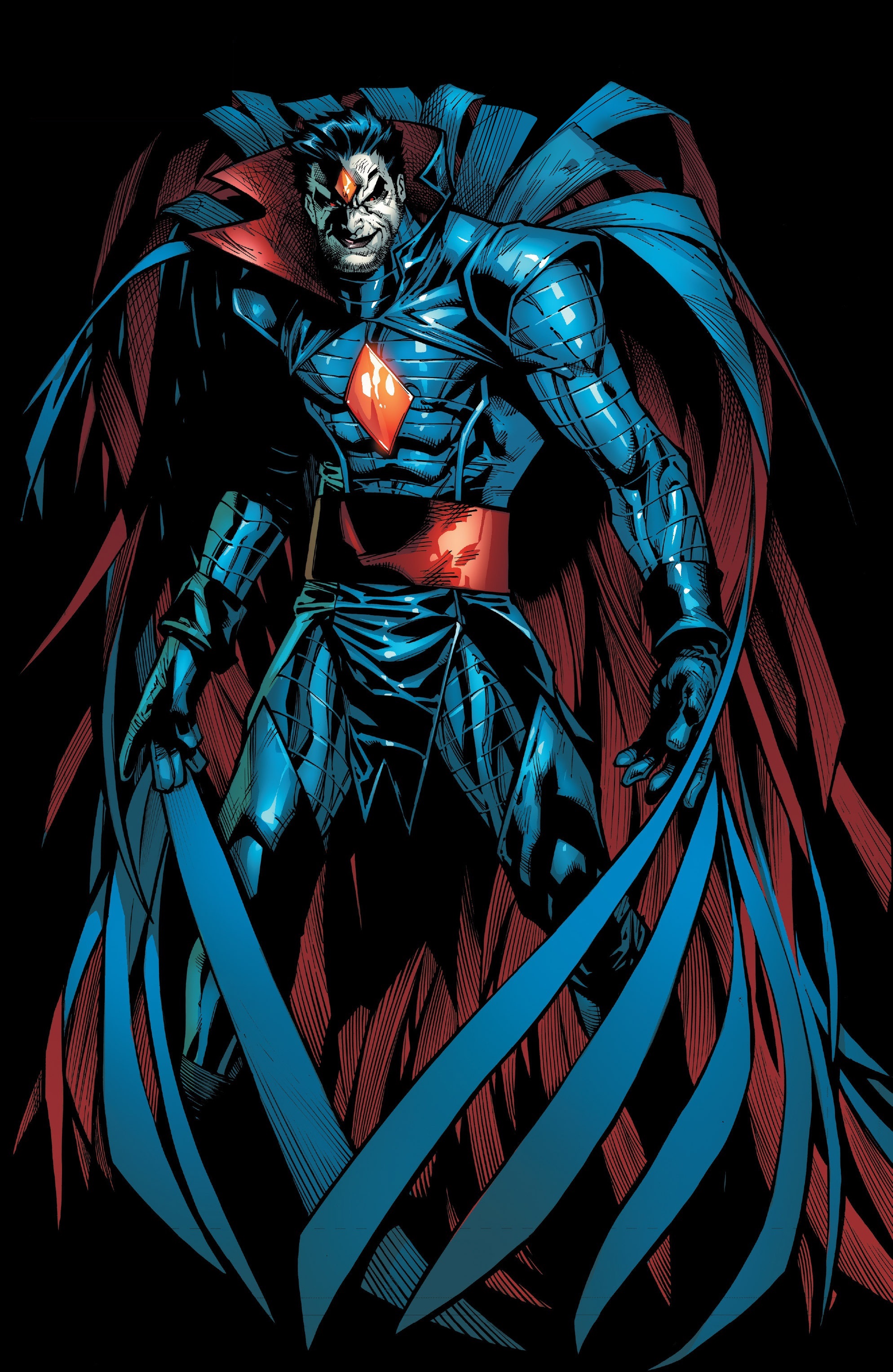 Mister Sinister in full cape, red diamonds on forehead and chest