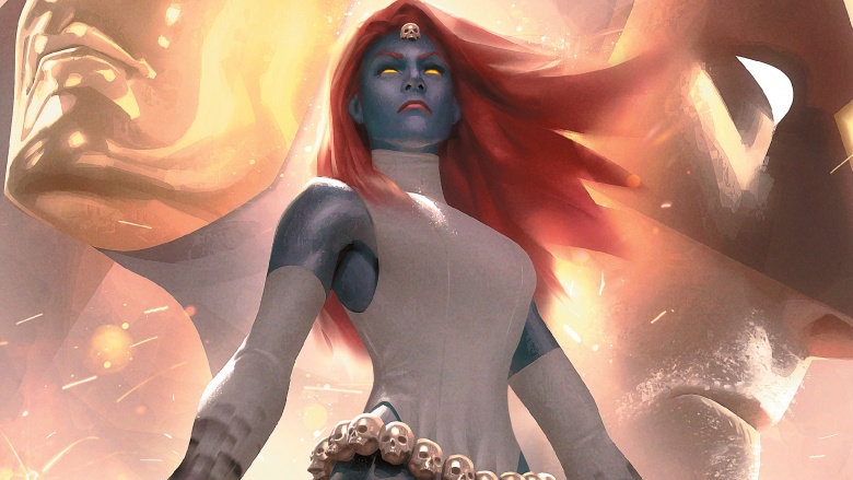 Comic art of Mystique in action