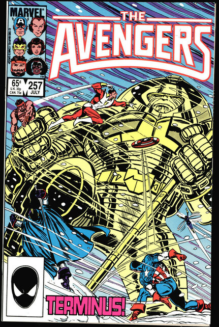 Cover of Avengers #257 showing the Avengers battling Terminus