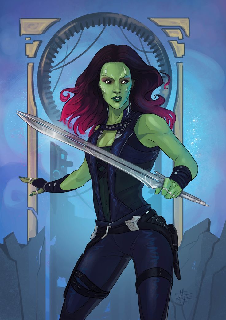 Gamora with sword comic art