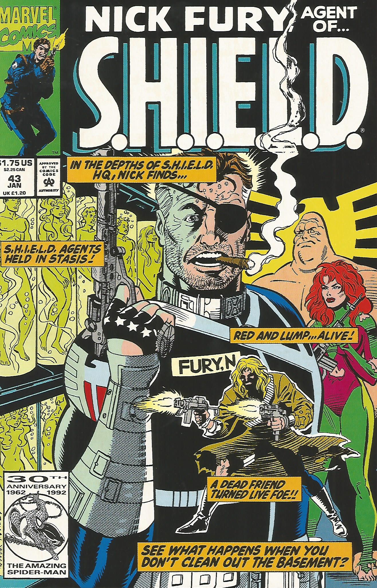Nick Fury, Agent of S.H.I.E.L.D. #43 comic cover: Fury with eyepatch and cigar