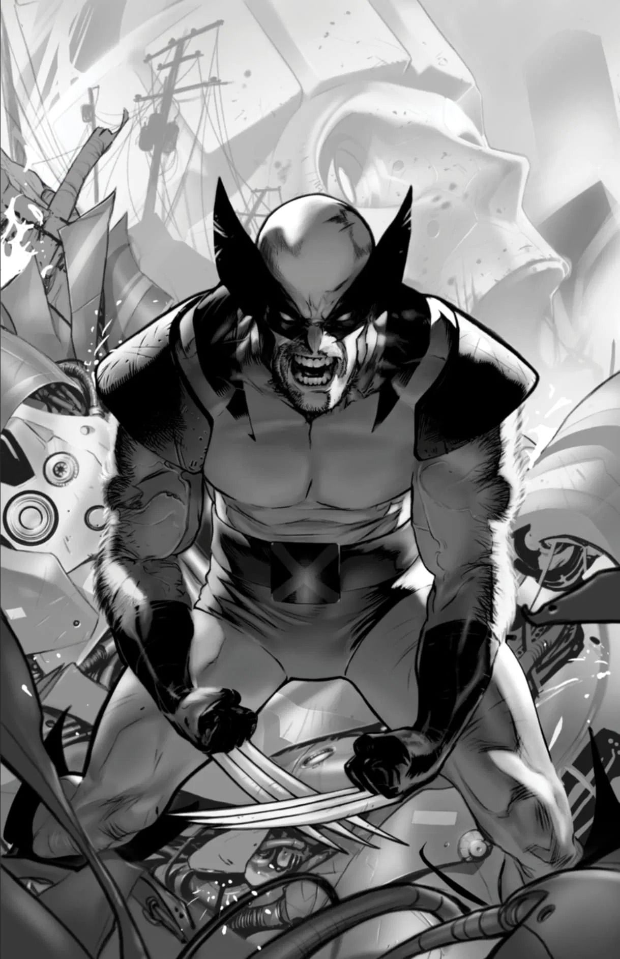 Wolverine with claws extended