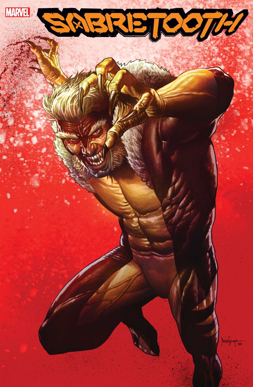 Sabretooth lunging comic cover art