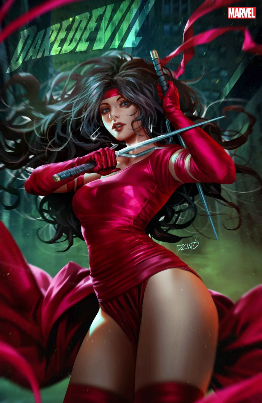 Elektra in red with her sai